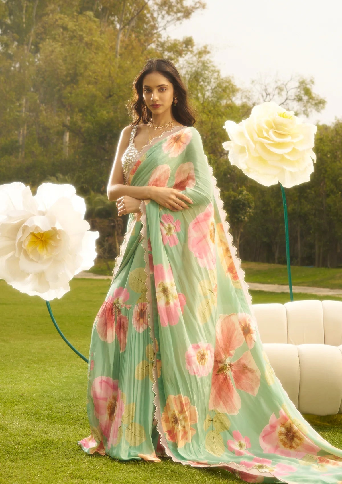 Suhani Mint Saree Set