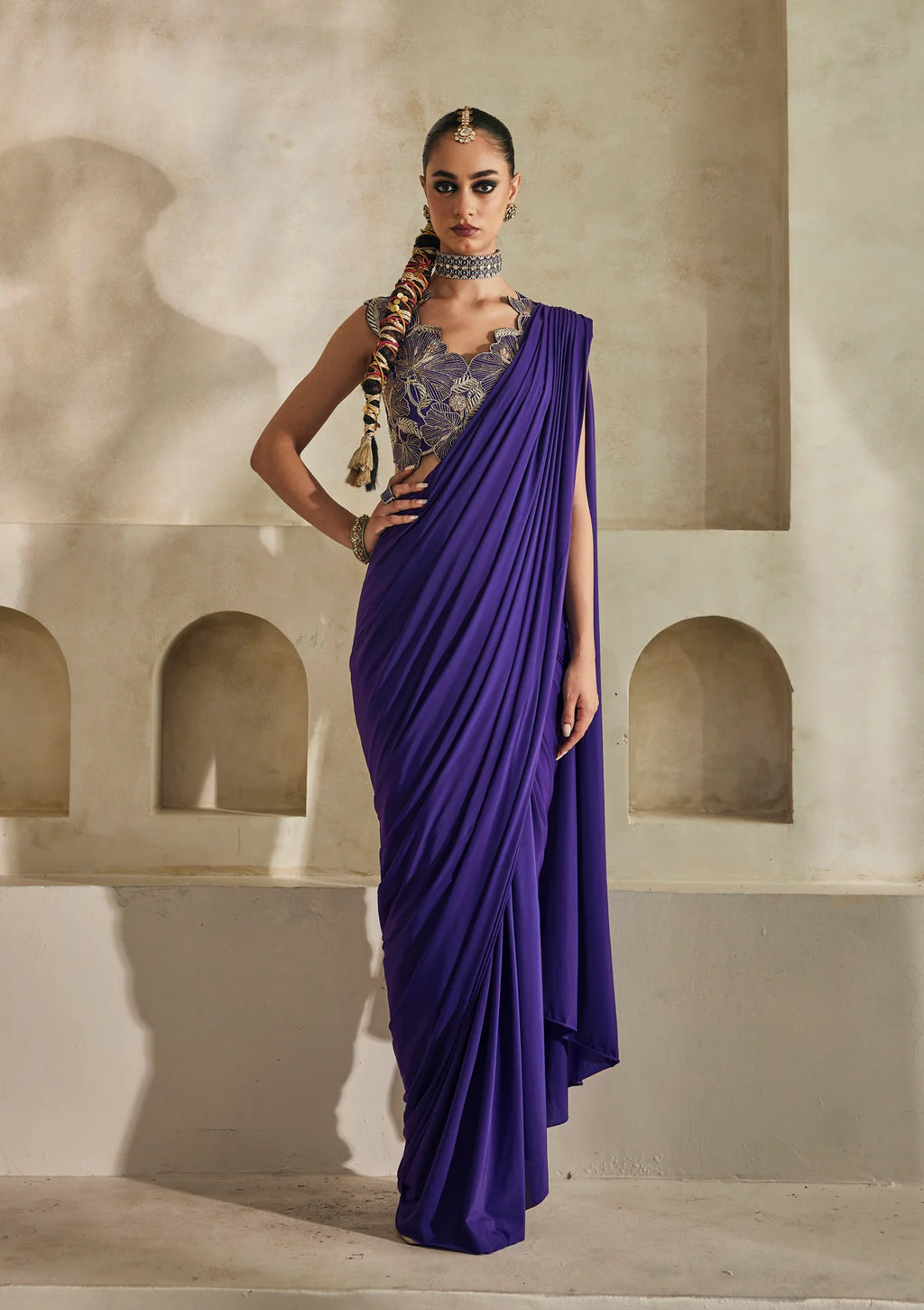 Amethyst Kolkata Saree Set