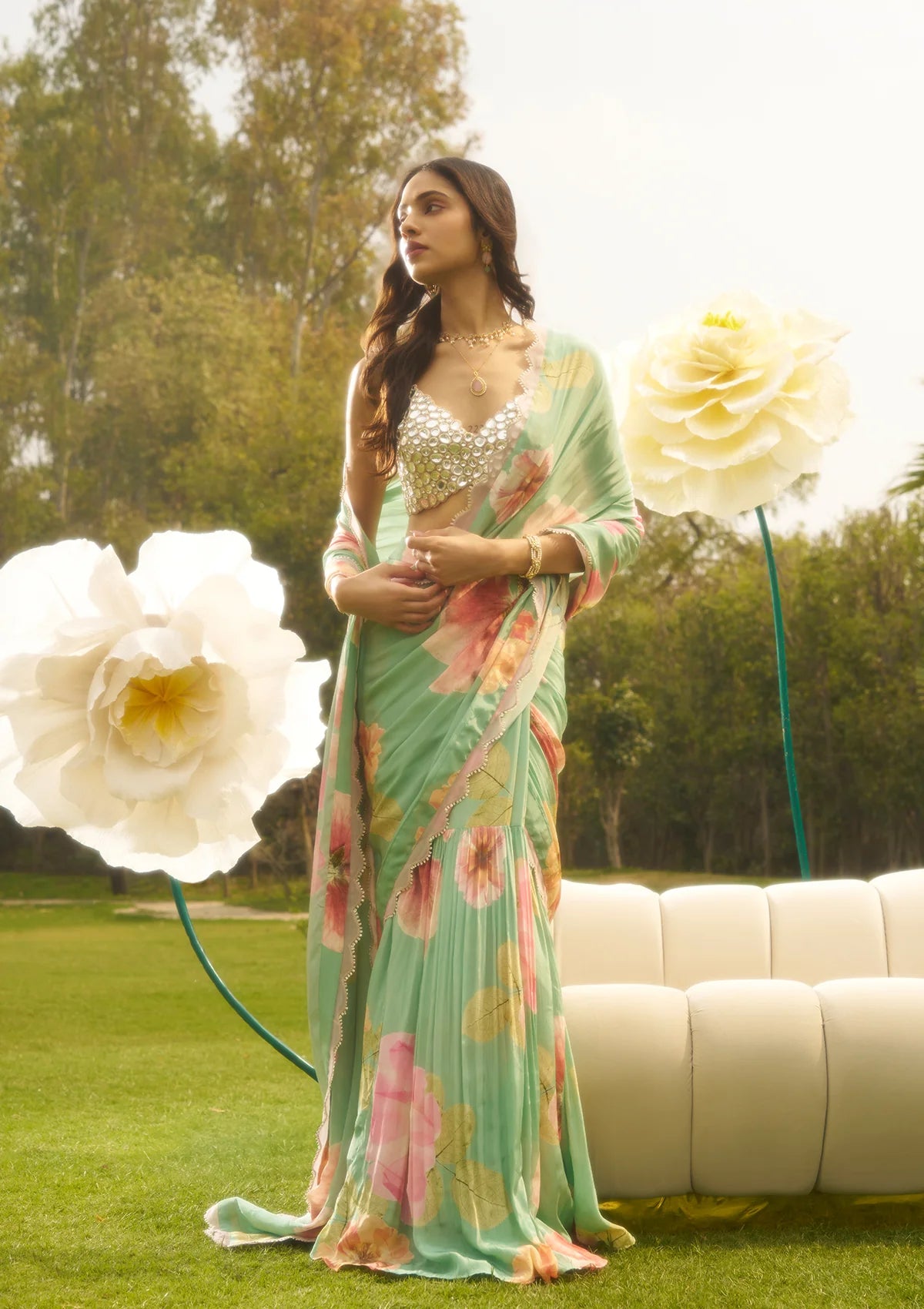 Suhani Mint Saree Set