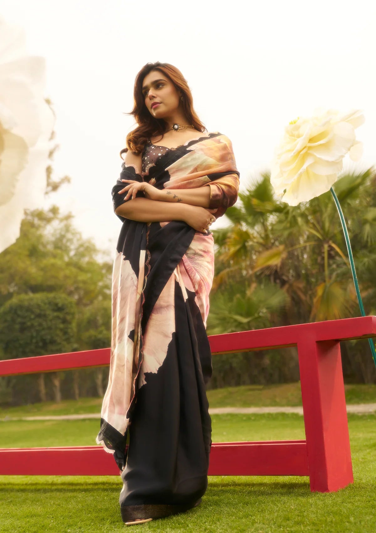 Saira Black Saree Set