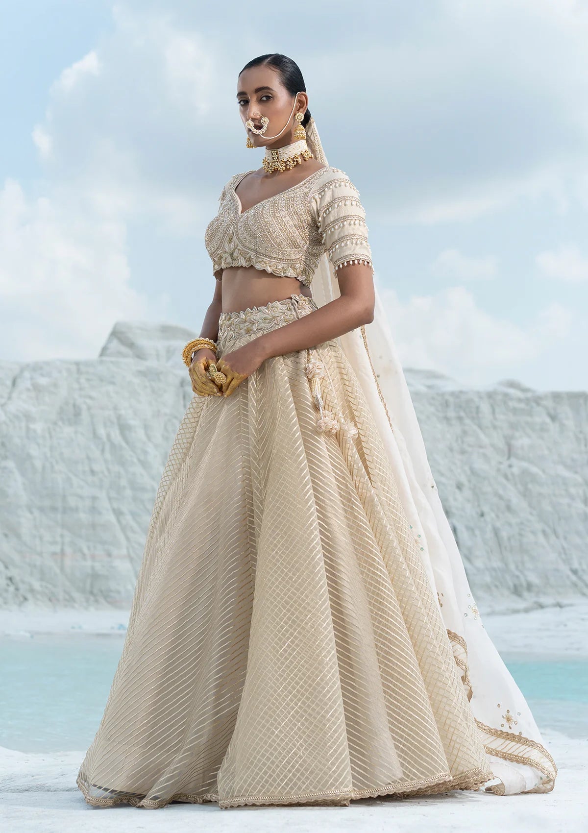 Gota Ivory Lehenga Set