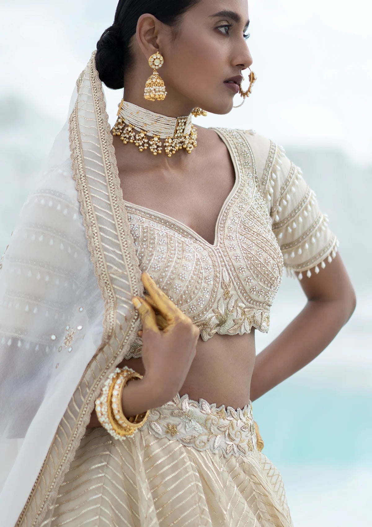 Gota Ivory Lehenga Set
