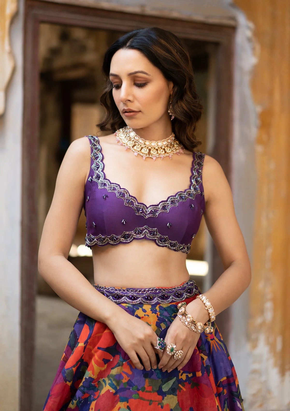 Akansha Ranjan in Rang Cape and Lehenga Set