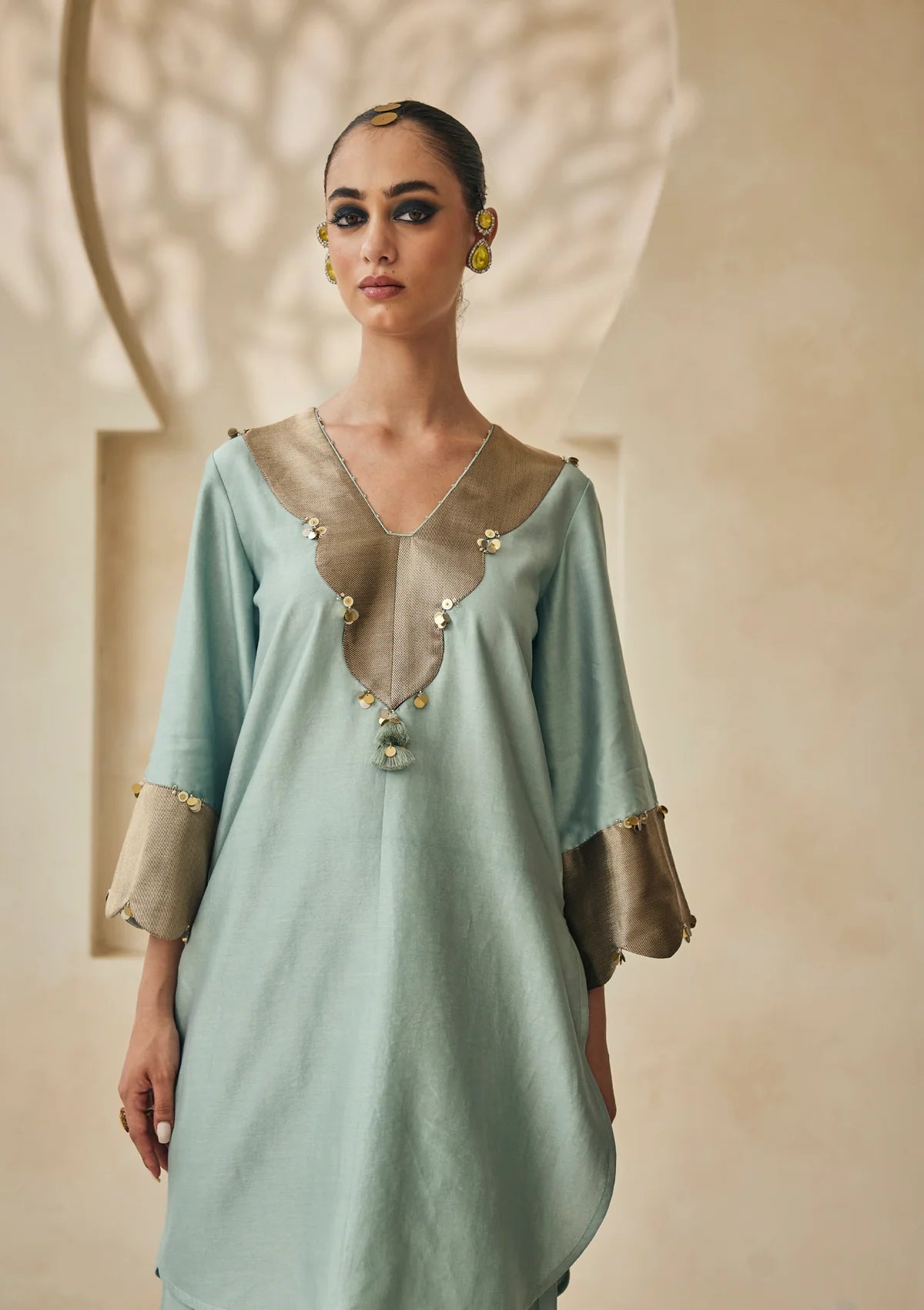 Powder Blue Benaras Kurta Set