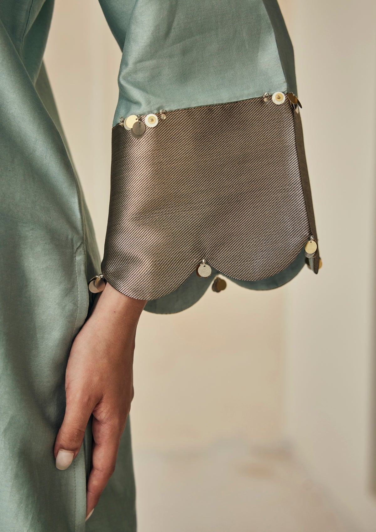 Powder Blue Benaras Kurta Set