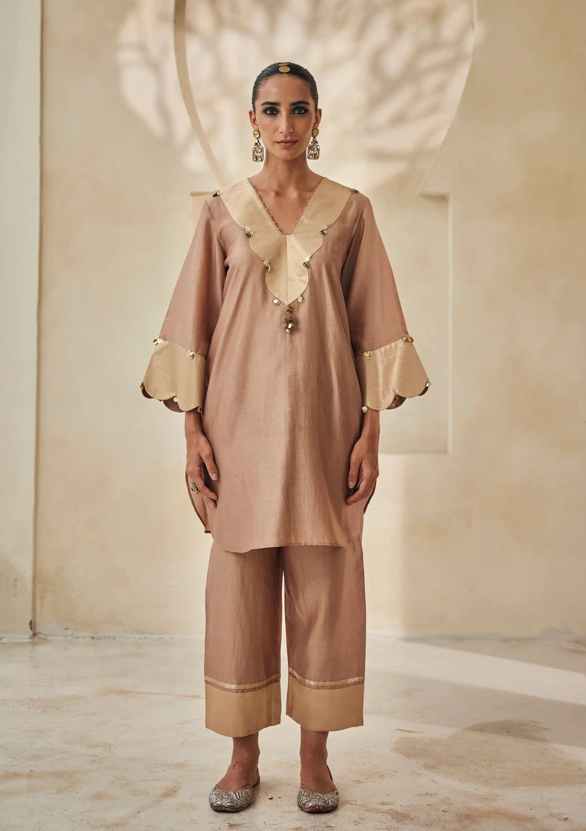 Sand Benaras Kurta Set