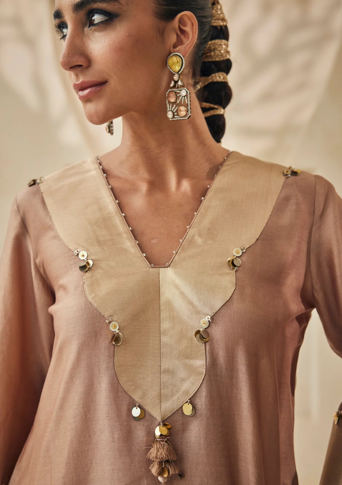 Sand Benaras Kurta Set